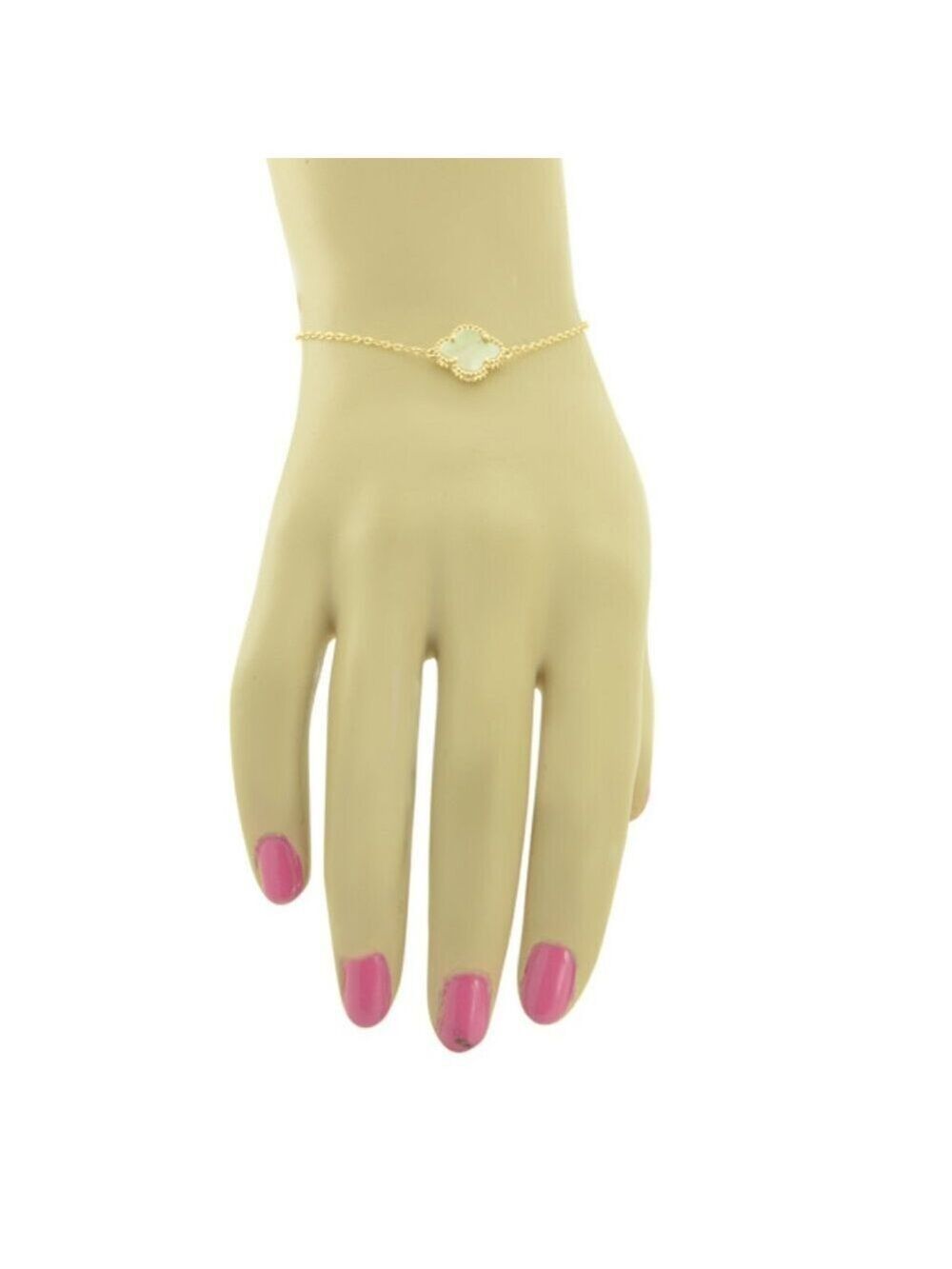 18k Gold Plated sterling silver Mother of Pearl Clover Bracelet